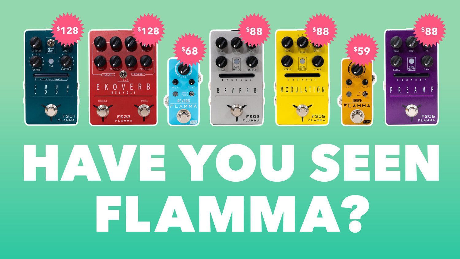 Donner 電源＋FLAMMA EKOVERB FLAMMA FS22 Ekoverb Guitar Stereo Dual Reverb Delay Effects